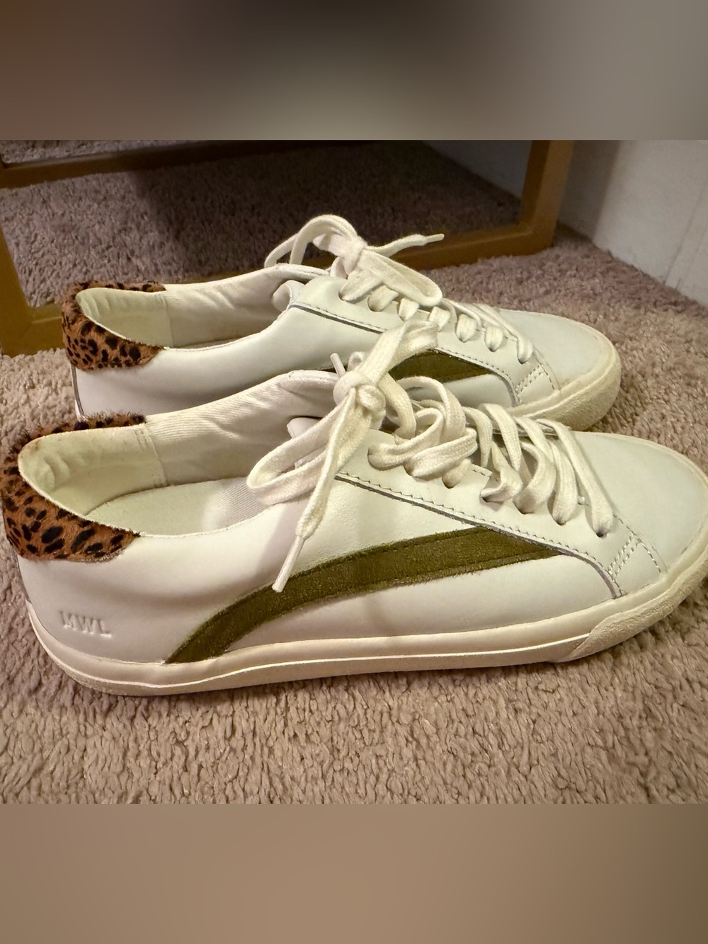 Madewell Sidewalk Lowtop White Sneakers With Cheetah Trim